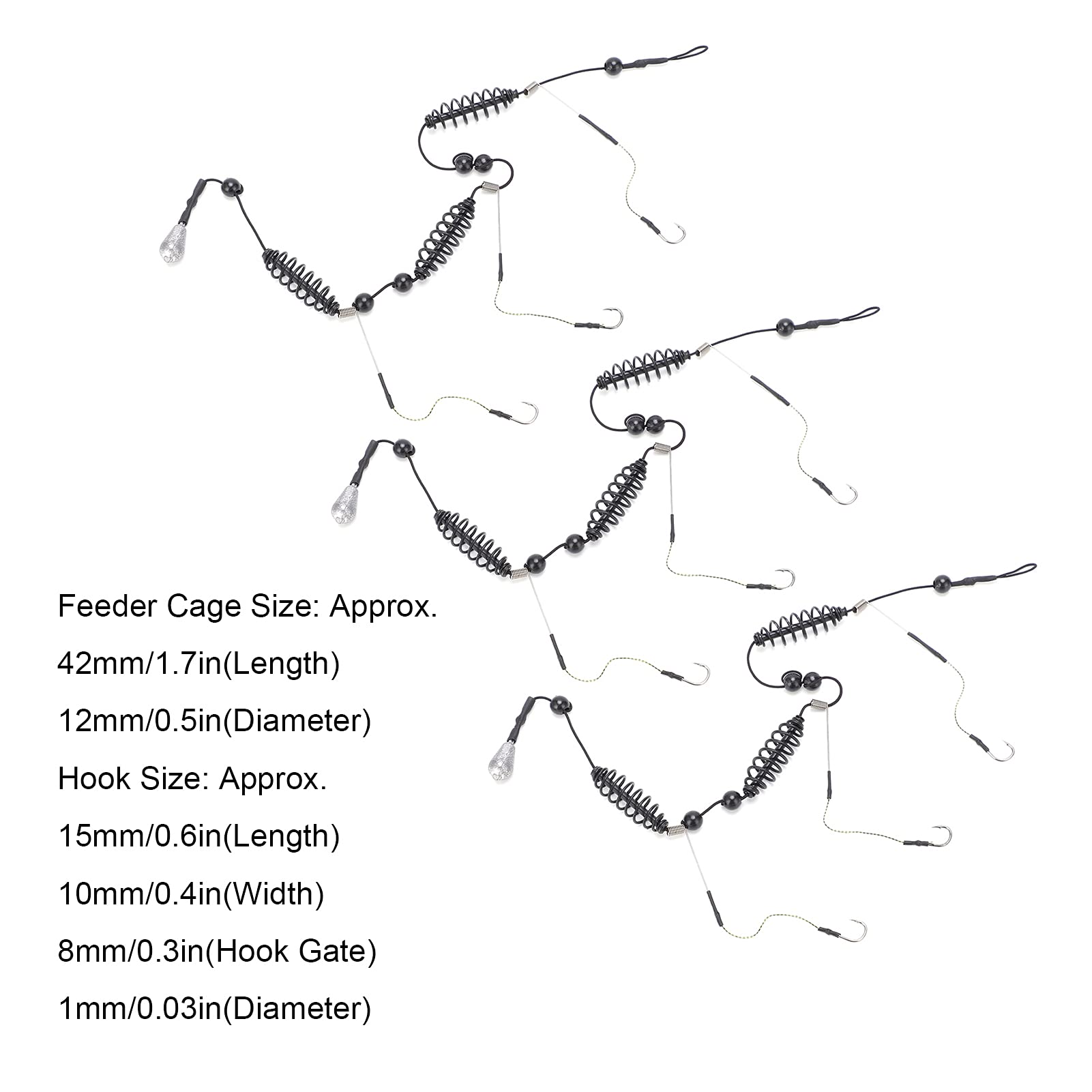 equlup Fishing Bait Holder Cage, 3Pcs Artificial Lure Bait Fishing Hook Cage Trap Basket Set and Fishing Feeder Fishing Tackle, Length 42mm/1.7in (15g)