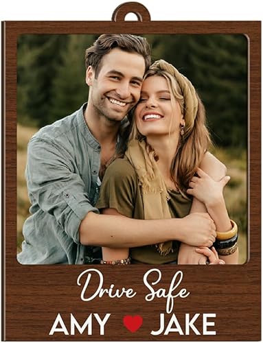 Miniatura 8 de Percha de auto personalizada para parejas, adorno de madera, espejo retrovisor colgante, regalo del día de San Valentín para élella, novio, novia,