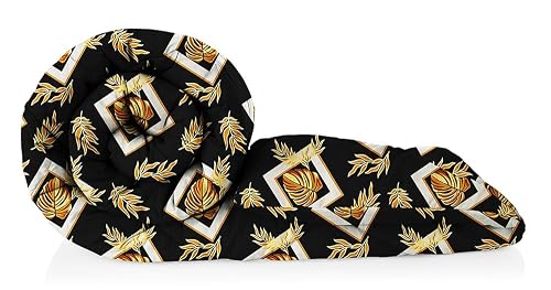 VAS COLLECTIONS 220 GSM Microfiber Reversible AC Comforter |Quit | Blanket | Duvets for Single Bed 180Tc (60x90 Inches, Black and Gold)