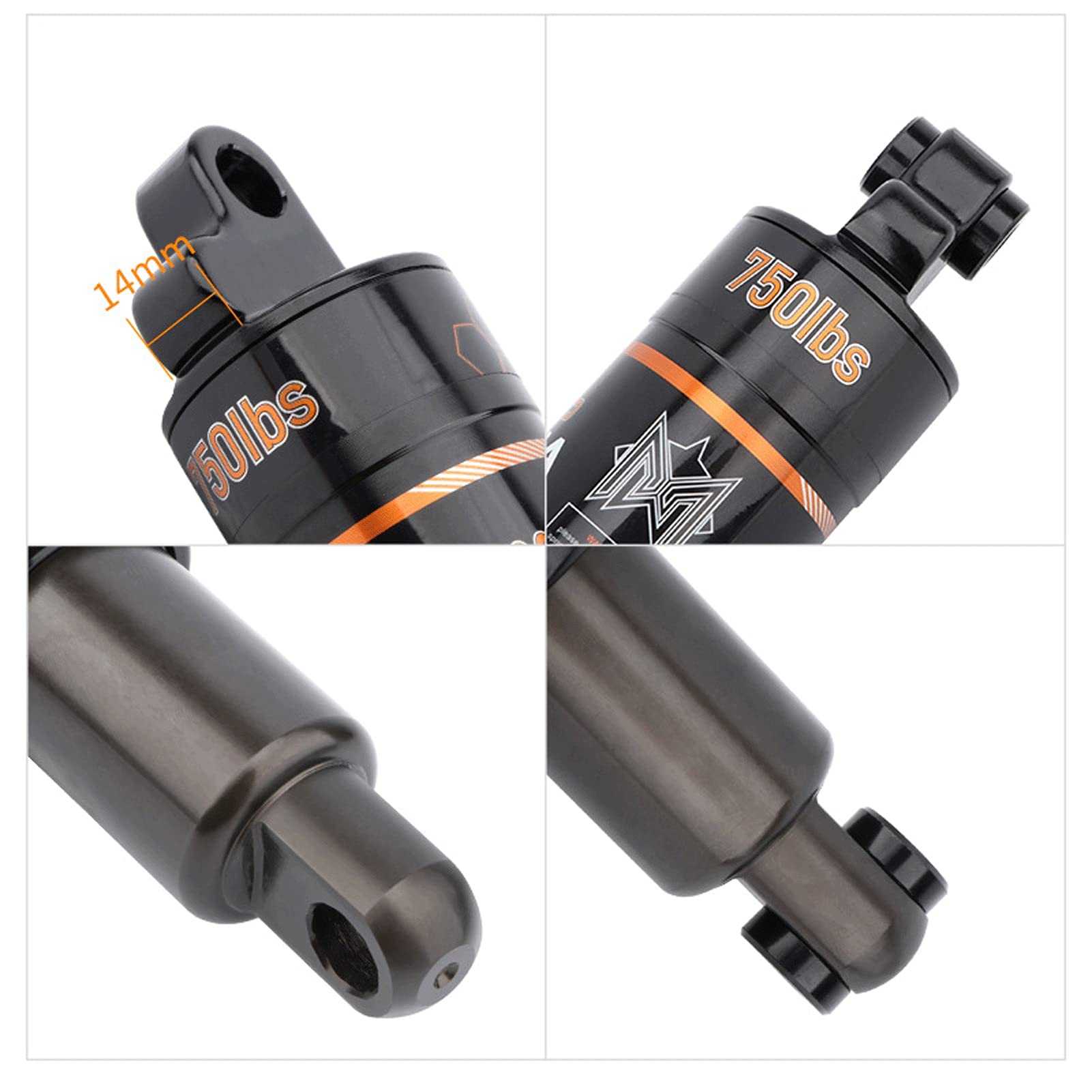 Zawieszenie Rowerowe Amortyzator Rowerowy Tylny Amortyzator Ze Stopu Aluminium do MTB Mountain Road Bike Shock 125/150/165/190mm(Size:165mm/1000Lbs)