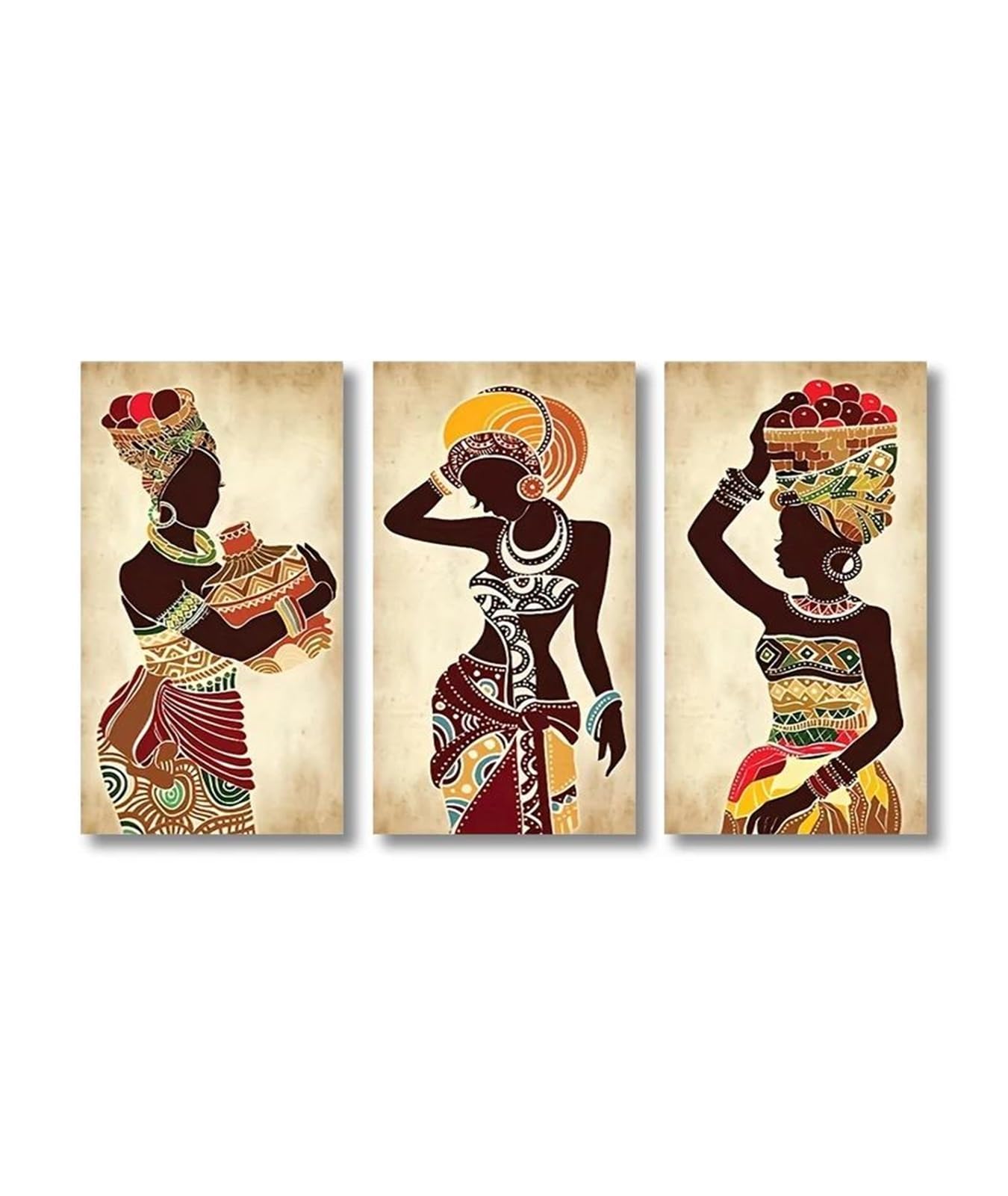 Toiles de peinture ethnique africaine pour réchauffer un salon épuré