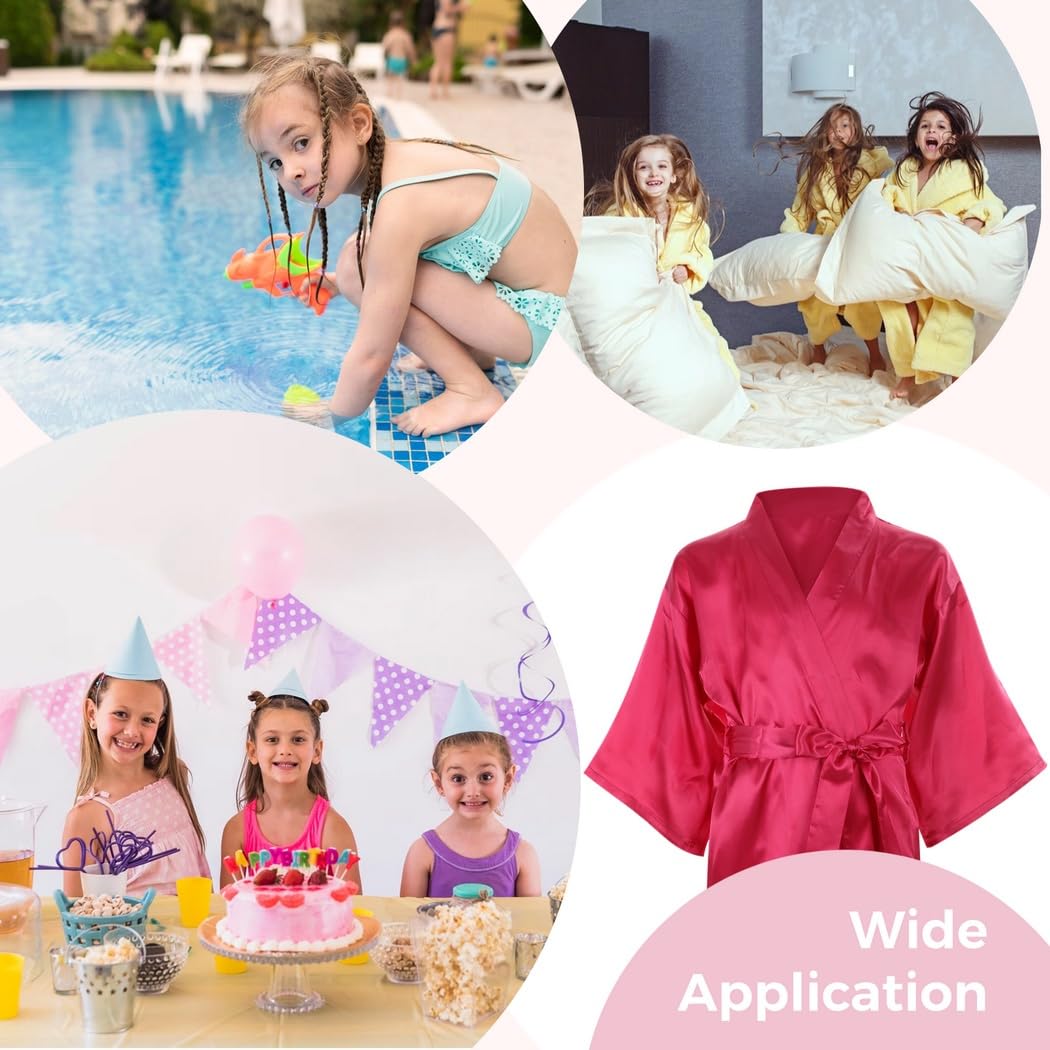 Kit de fiesta de spa de 32 piezas: incluye 8 kimonos de satén, 8 diademas de spa, 8 pantuflas de espuma y 8 bolsas para fiestas de pijamas de niños, fiestas de pedicura y diversión en el salón de