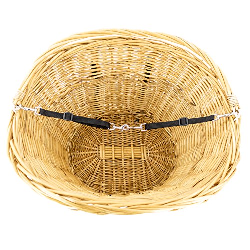 Assateague Large Willow Bicycle Basket For Dogs - Hand Crafted By Beach And Dog Co - Handlebar Bracket And Leashes Included #TOP4