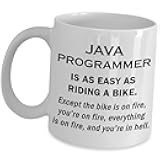 Java Programmer Mug Web Developer Coffee Tea Cup Funny Cute Gag - Easy As Riding A Bike - Website Development Computer Software Engineer Front End Script HTML