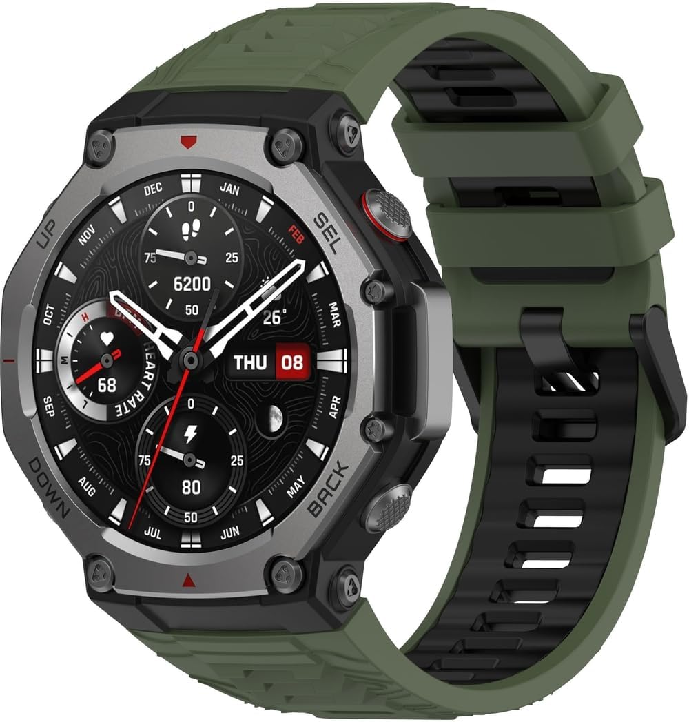 compatible with Amazfit T-Rex 3 Watch Band, Soft Silicone Slim Sport Replacement Wristband for Smart Watch NO241103