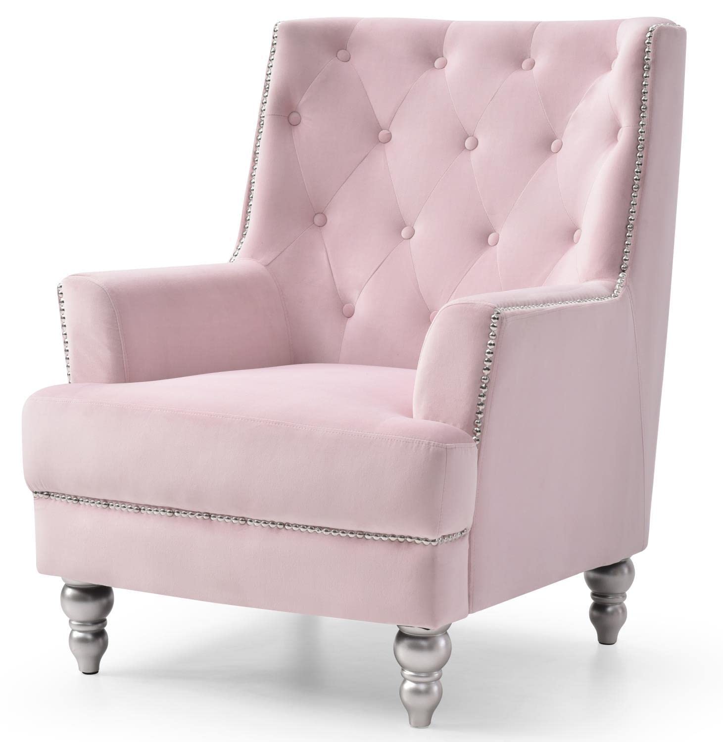 Glory Furniture Pamona Velvet Chair in Pink