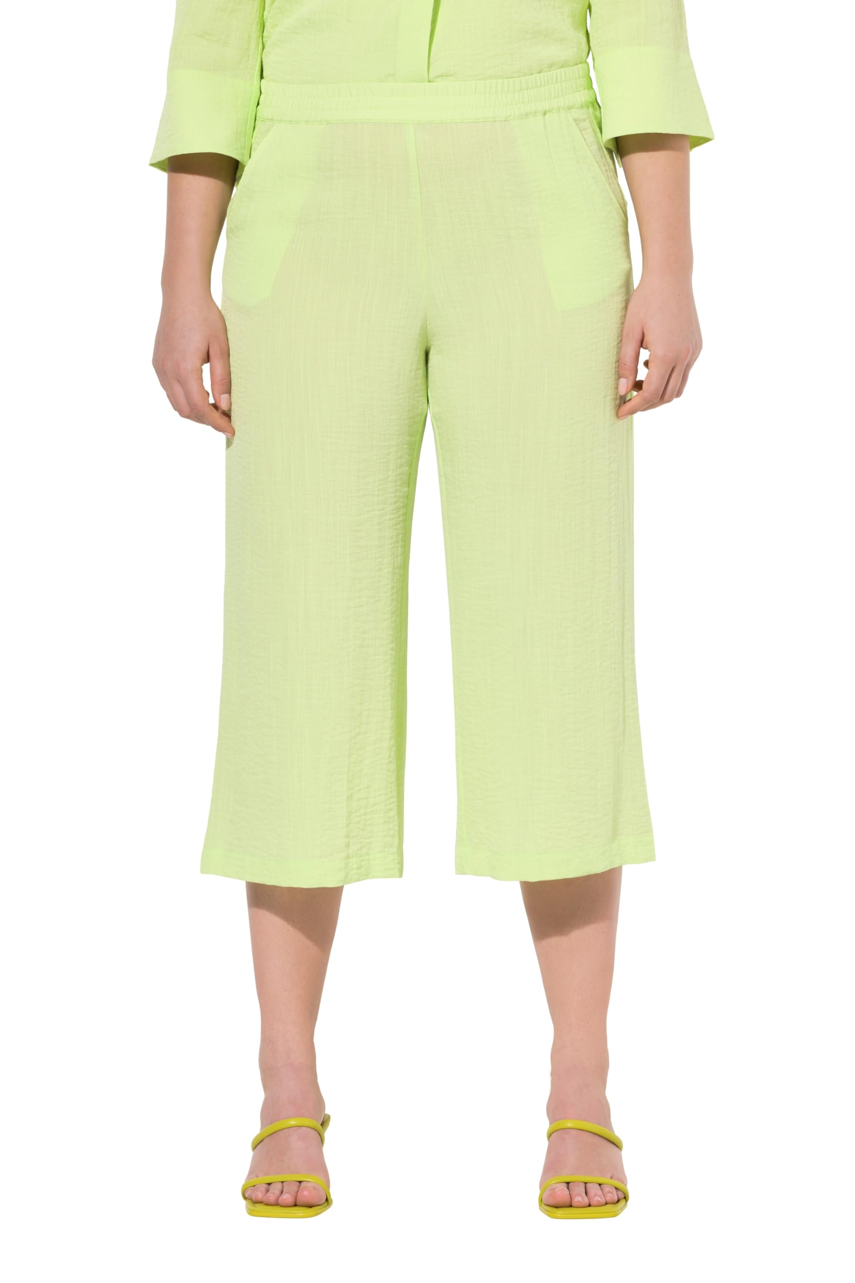 Ulla Popken Damen große Größen Übergrößen Plus Size Culotte, wadenlang, weites Bein, Elastikbund 827604