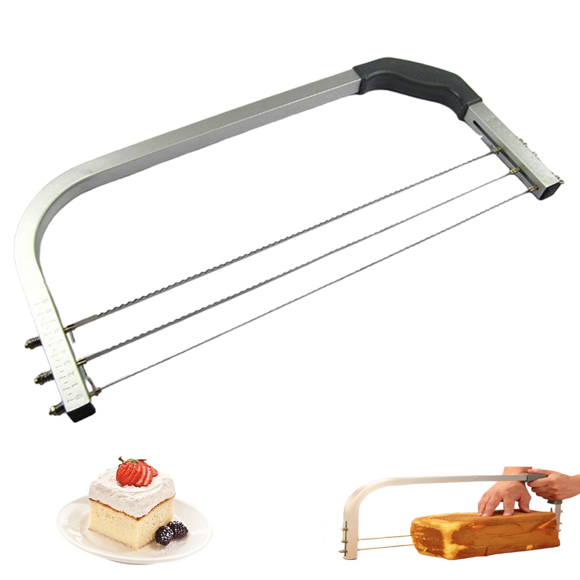 Gcroet Cake Leveler, Adjustable Professional Stainless Steel Cake Cutter Slicer with 3 Wires Baking Gadgets for DIY Leveling Layer..