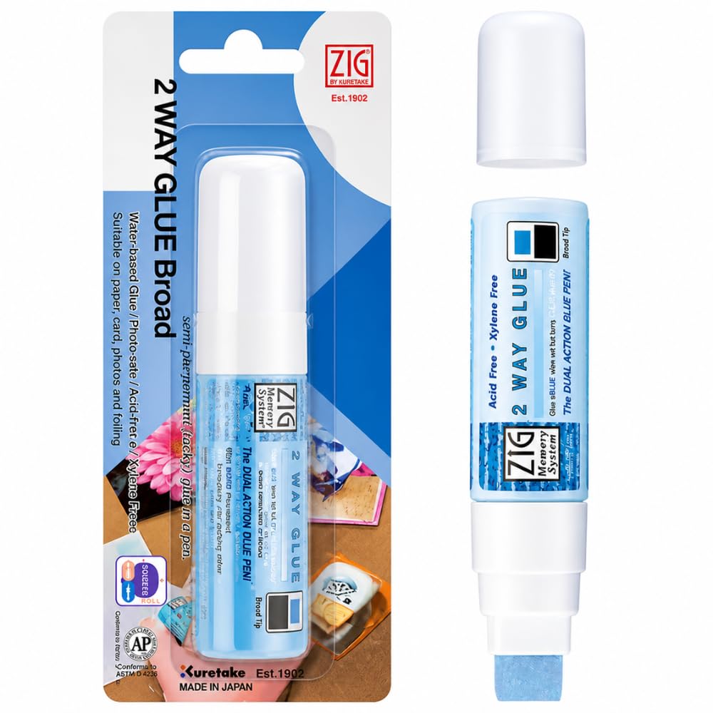 ZIG Memory System 2 Way Glue Pen Broad Tip | Dual Action Adhesive Permanent & Repositionable | Acid-Free Photo Safe Craft Glue for Scrapbooking, DIY & Office Use | Made in Japan-image-10