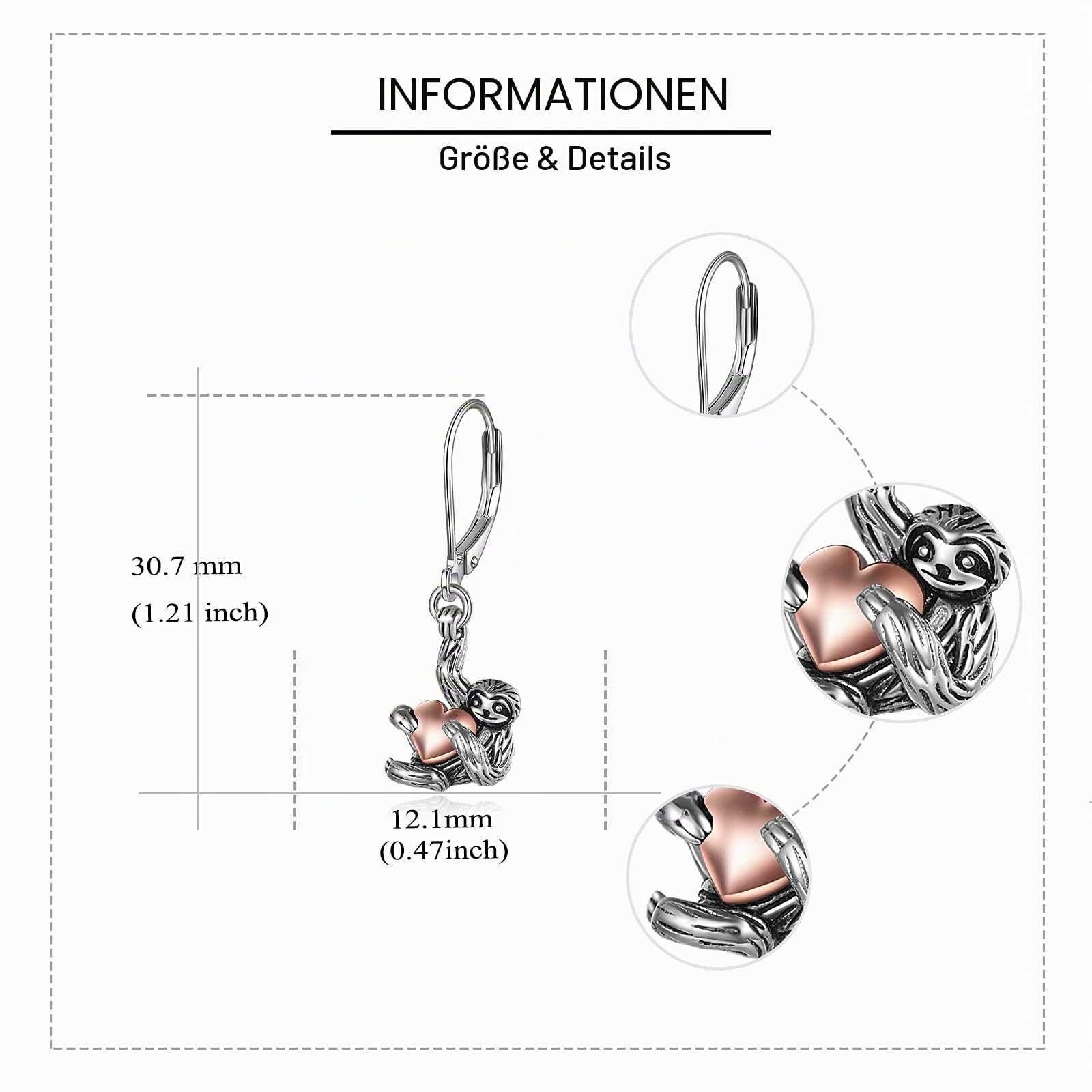 Faultier Geschenke Ohrringe Sterling Silber Faultier Baumeln Ohrringe Faultier Schmuck für Frauen Mädchen Geschenke