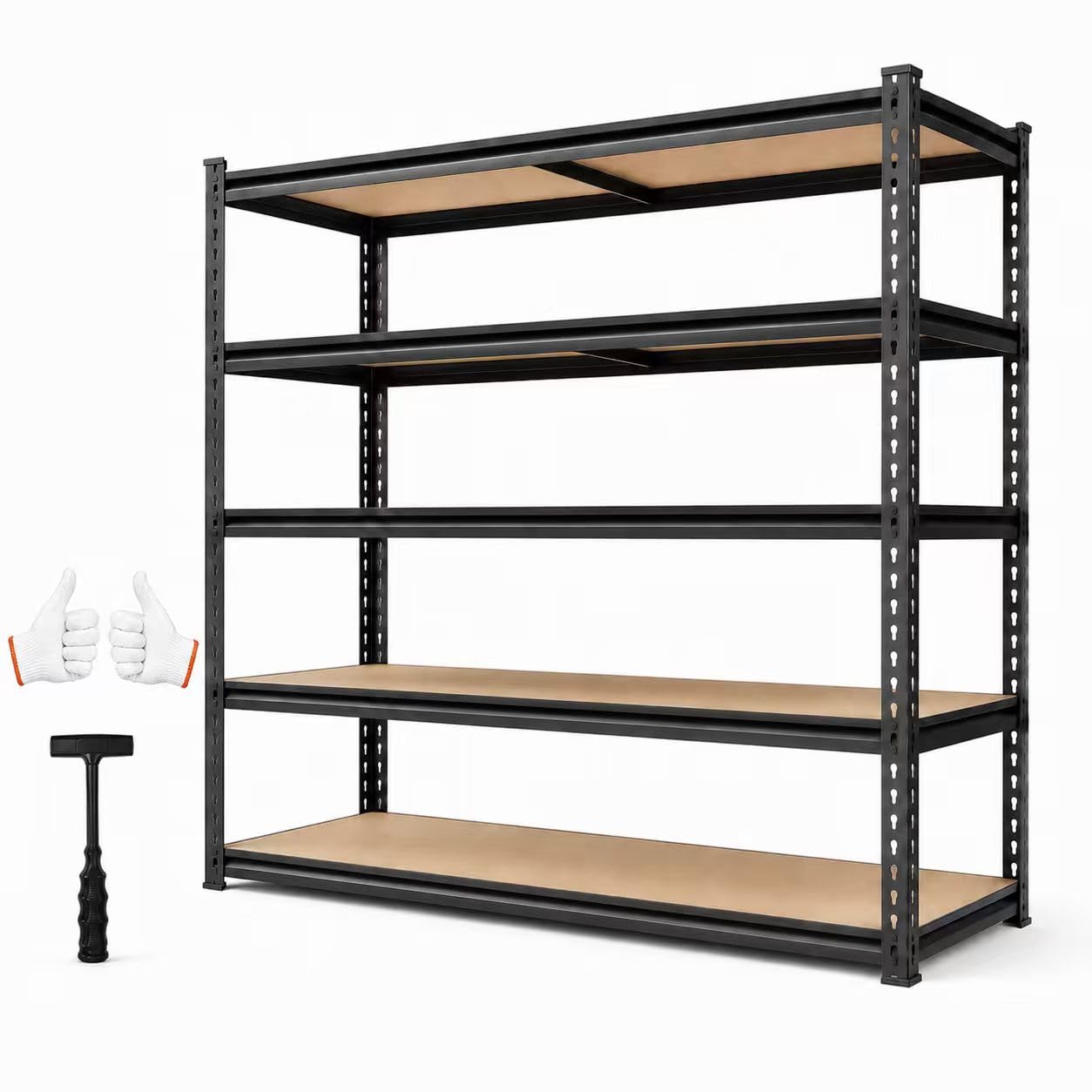 Scaffalatura in metallo resistente, capacità 907 kg, scaffale Sto a 5 ripiani per Ga, cantina, cucina, dispensa, nizat, 30,5 x 71,1 x 149,9 cm, nero