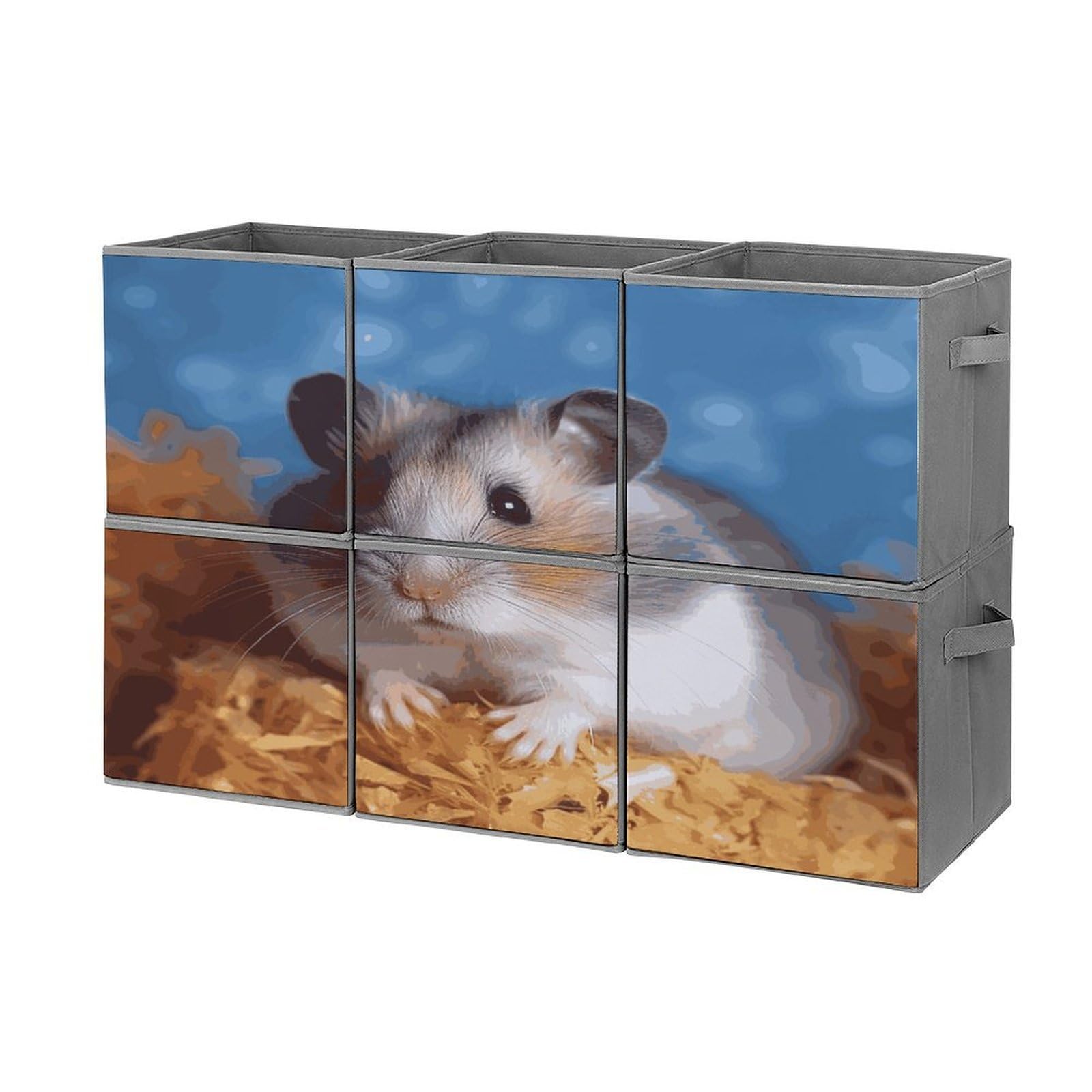 Btcowzrv Style Hamster Storage Cubes, 6 Pack Oxford Fabric Foldable Collapsible Bins With Handles, Cubby Storage Baskets Boxes For Closet Shelves Office Organization