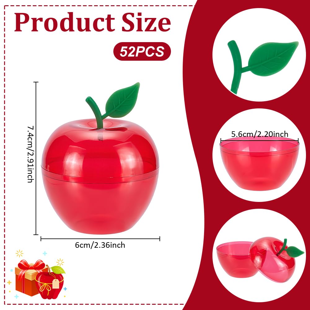 UNICRAFTALE 52 boîte à Bonbons en Plastique Rouge de 2.36 x 2.91cm Contenant pour Pommes Cadeau de Remerciement pour la Rentrée Scolaire pour L'Obtention D'Un Diplôme pour Noël