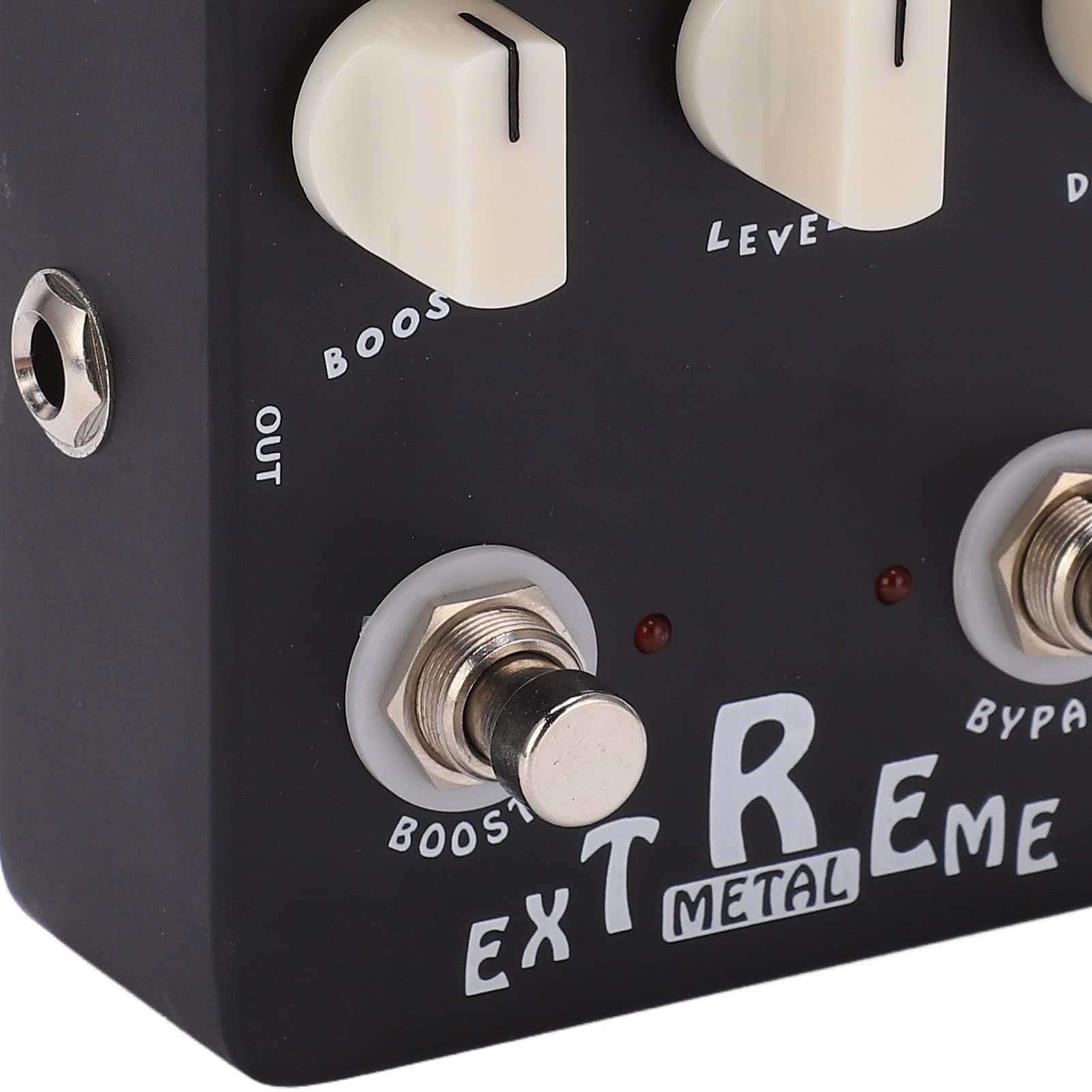 Pedale Effetto Distorsione in Metallo con Equalizzatore a 3 Bande e Controllo del Guadagno per Chitarra Elettrica Black Metal