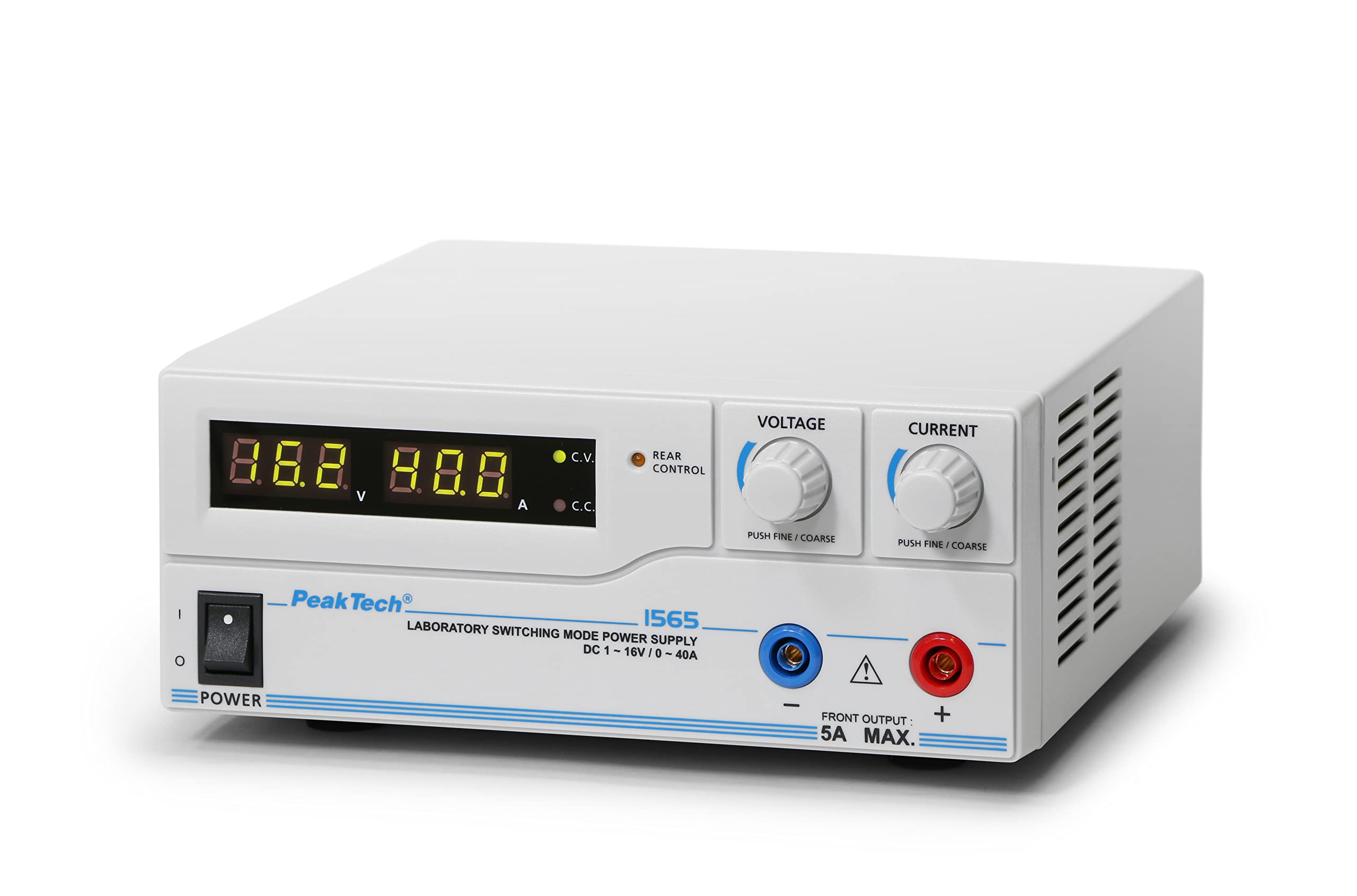 PeakTech 1565 laboratoryjny zasilacz sieciowy DC 1 – 16 V/0 – 40 A z USB, pełne zdalne sterowanie napięciem i prądem, programowalne cykle wyjścia prądu i napięcia