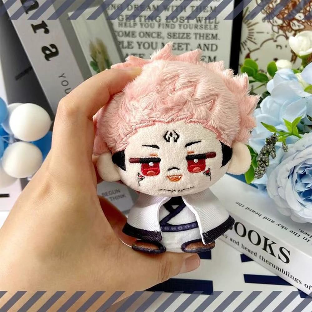 Zhongkaihua JJK Gojo Satoru - Ciondolo di peluche da 12 cm, Itadori Yuji Ryomen Sukuna, cuscino a tema anime, cuscino a forma di gatto, imbottitura in cotone, portachiavi per auto, ciondolo per la