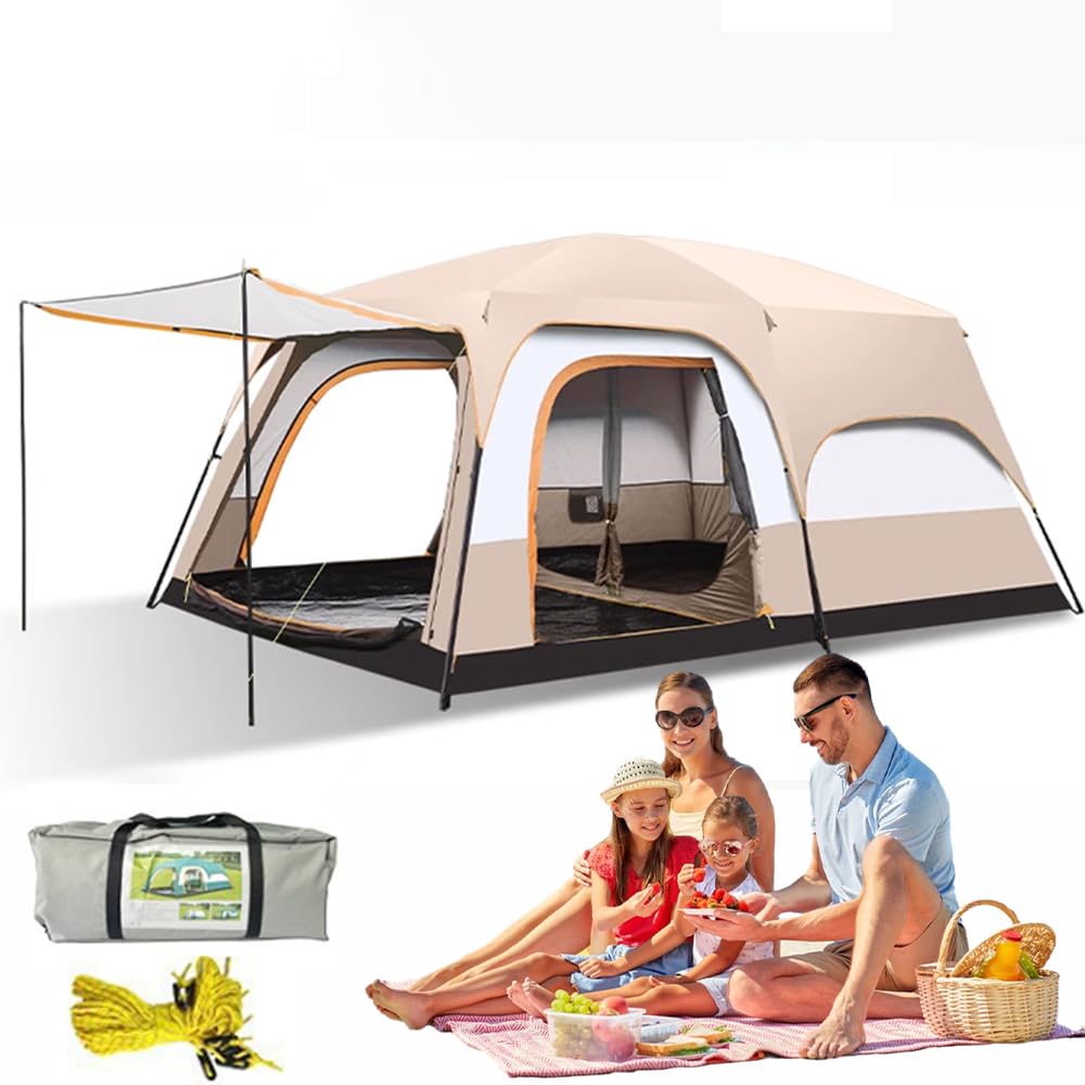 Tente de camping étanche 8-12 places tente familiale grand espace randonnée 420cm