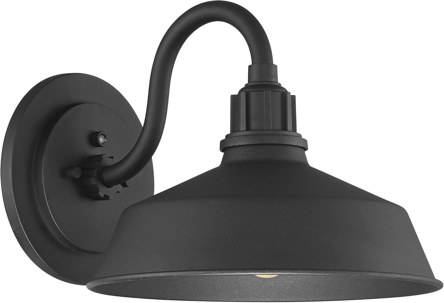 Franklin Iron Works Arnett Rustic Industrial Farmhouse Outdoor Barn Light Fixtures Set of 2 Black Dusk to Dawn Gooseneck 10 1/2" for Exterior Deck House Porch Yard Patio Outside Garage Home Roof