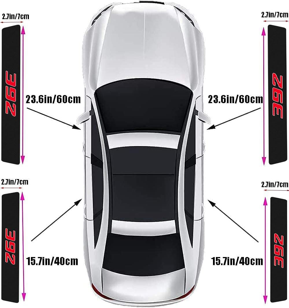 4 Pieces/Set Compatible for Dodge Charger Challenger 392 HEMI Door Sill Plate Protectors, Carbon Fiber Vinyl Door Sill Trim Scuff Plates