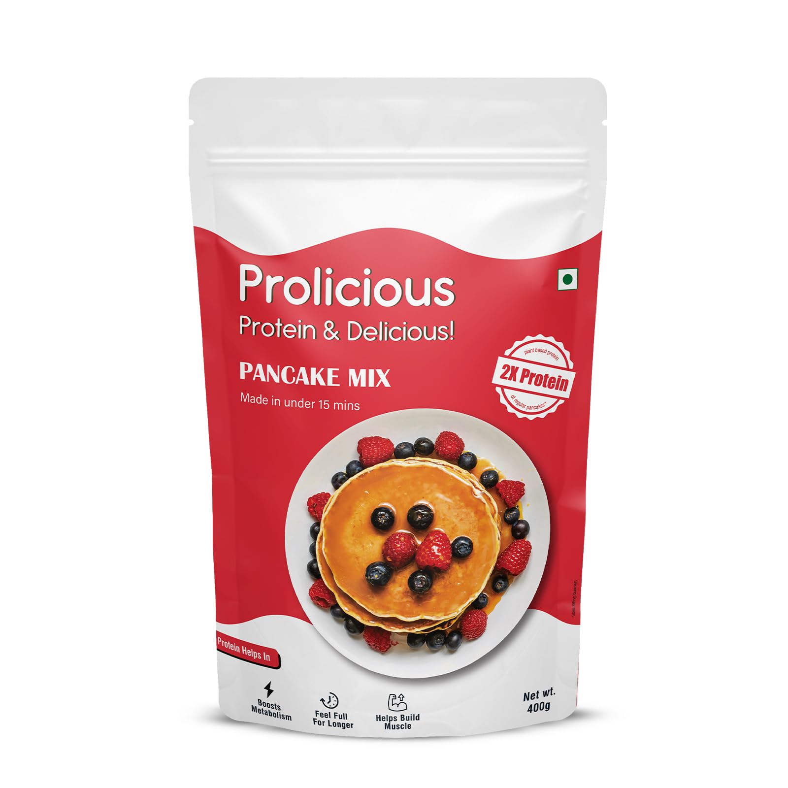 Prolicious Vanilla Flavor High Protein Pancake Mix|Plant Based|Source Of Fiber|Tasty & Fluffy|,400 Grams