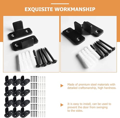 Miniatura 2 de TEHAUX 12 guías de piso para puerta de granero guías inferiores para puerta corrediza guías de acero para puerta de armario con tornillos