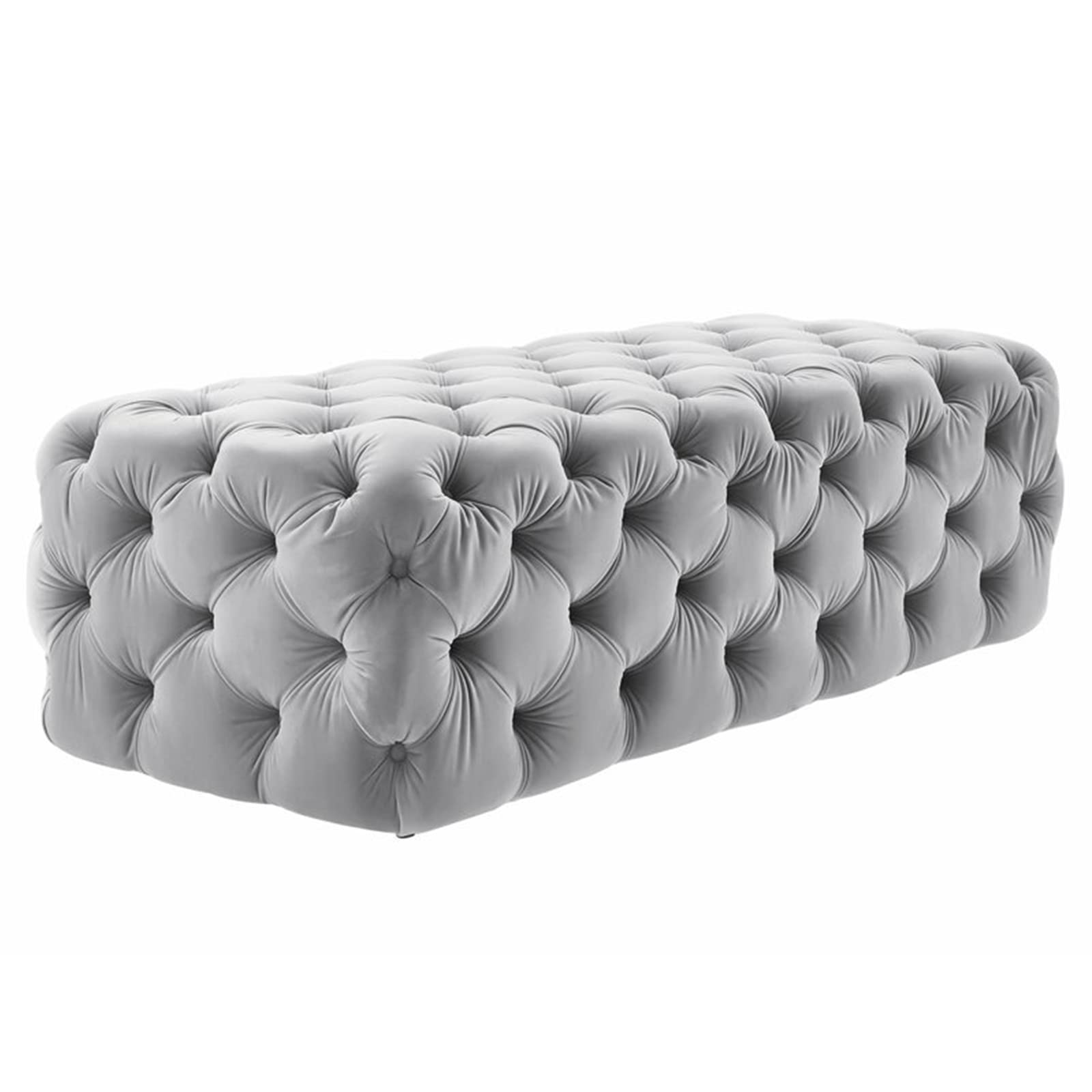 Tabouret repose-pieds velours gris 60x45x40 cm pour chambre et couloir