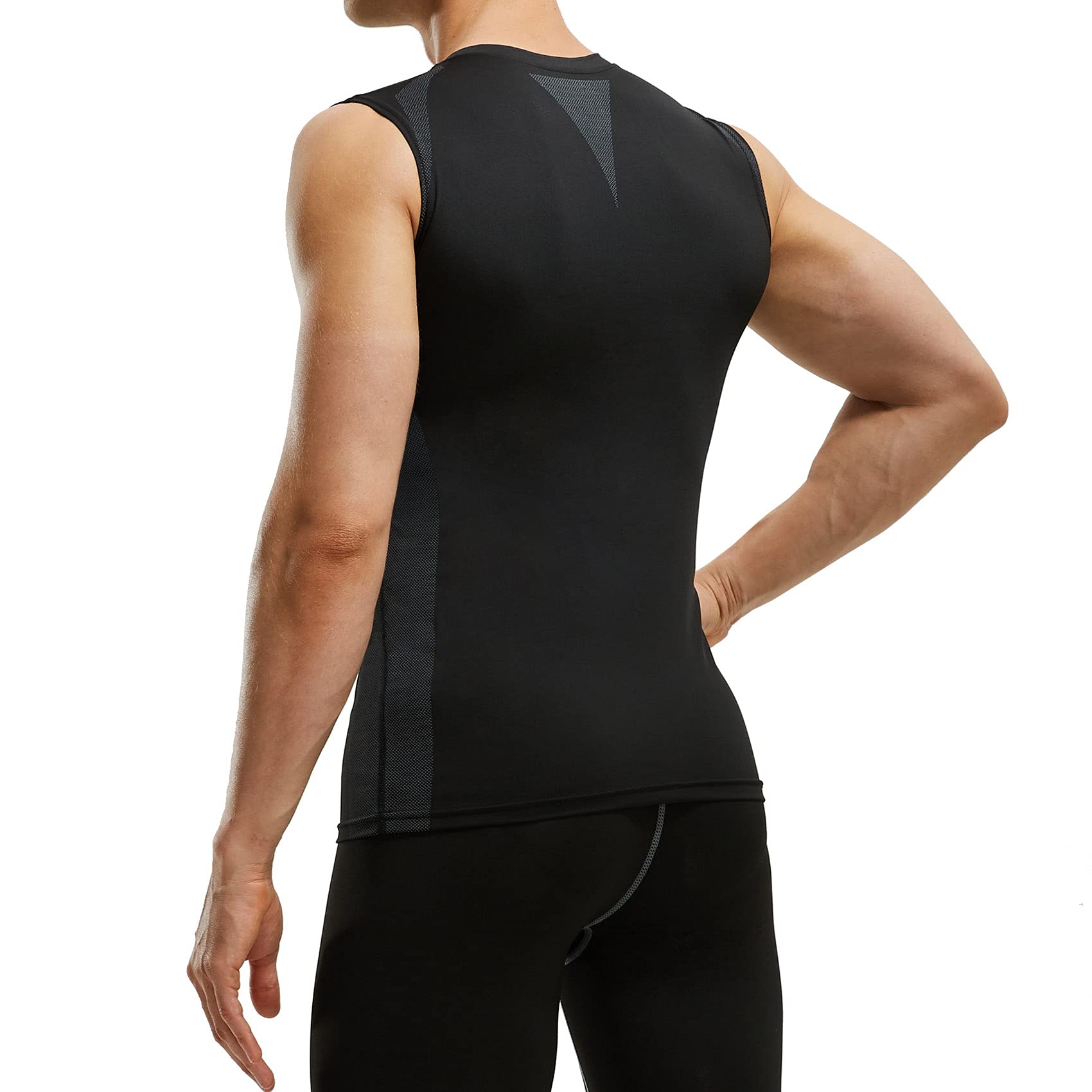 AMZSPORT Canotta Compressione Uomo, Maglia Senza Maniche Aasciugatura Rapida per Bodybuilding Palestra Running