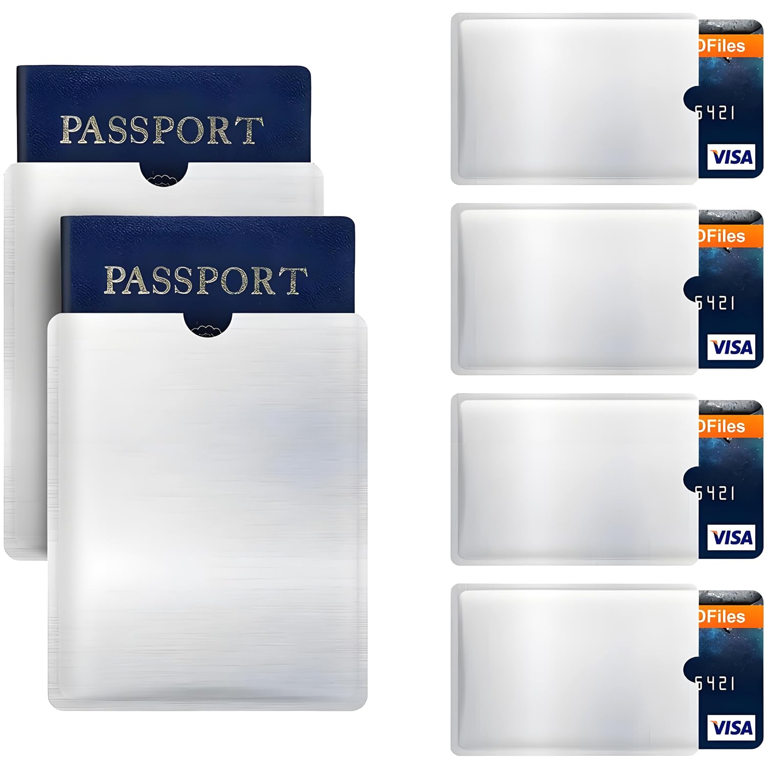 TopmegRFID Blocking Sleeve Anti Theft 4 Credit Card & 2 Passport Holder Wallet Pocket