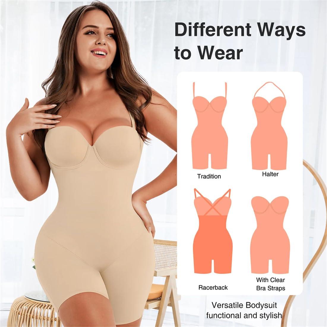 ISCBAFYX Mujeres La Espalda Baja Bodysuit Bodysuit Shapewear Butt LIBER Cuerpo Corizante sin Espalda Corsé del Abdomen