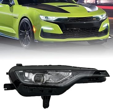 Headlight for 2019-2024 Chevrolet Camaro SS, 1SS, 2SS, RS W/LED DRL Right HeadlampPassenger Side, Black Housing + Clear Lens