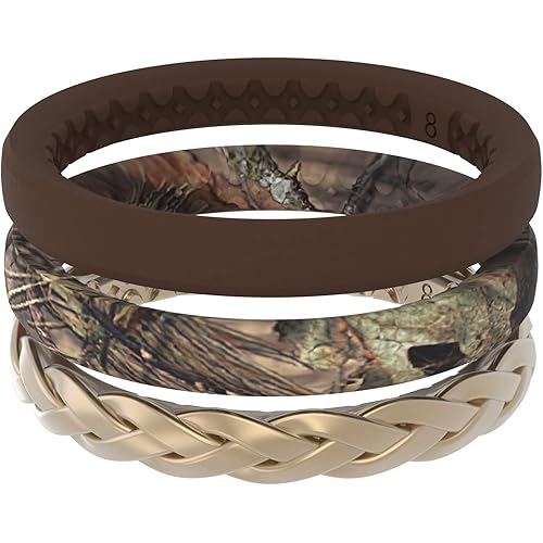 Groove Life Mossy Oak Camo Silicone Ring Breathable Rubber Wedding Rings for Men and Women, Unique Design, Comfort Fit Ring
