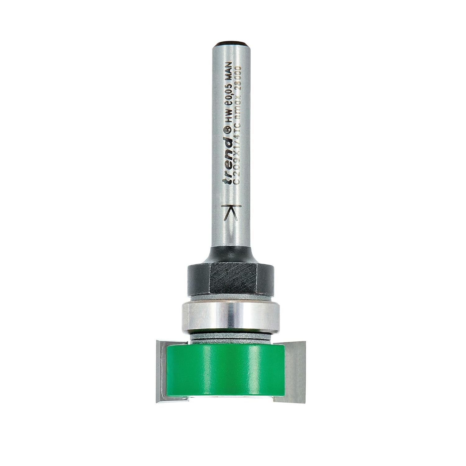 Trend C209X1/4TC Craft Pro 1/4" Shank Mounted Width Intrumescent Strip Bearing Guided Recessing Router Cutter Bit-C209X1/4TC X Diameter 10mm Cutting Length 24mm Tungsten Carbide Tipped, 10MM X 24MM