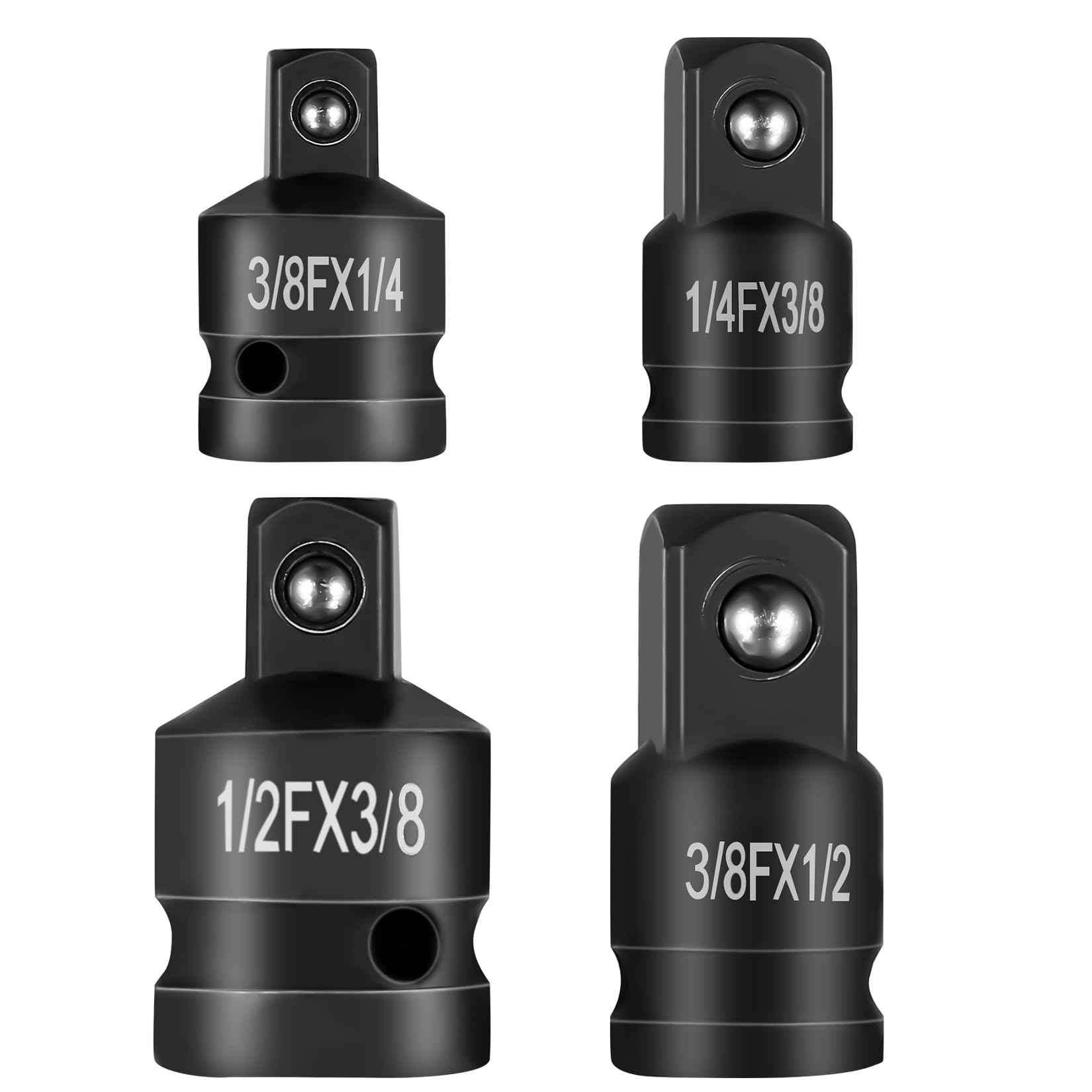 4 Pieces Socket Wrench Adapter Set, 1/4 to 3/8, 1/2 to 3/8, Socket Wrench Adapter Set for Impact Wrenches, Socket Wrench, Tightening Wrench, Impact Wrench Adapter