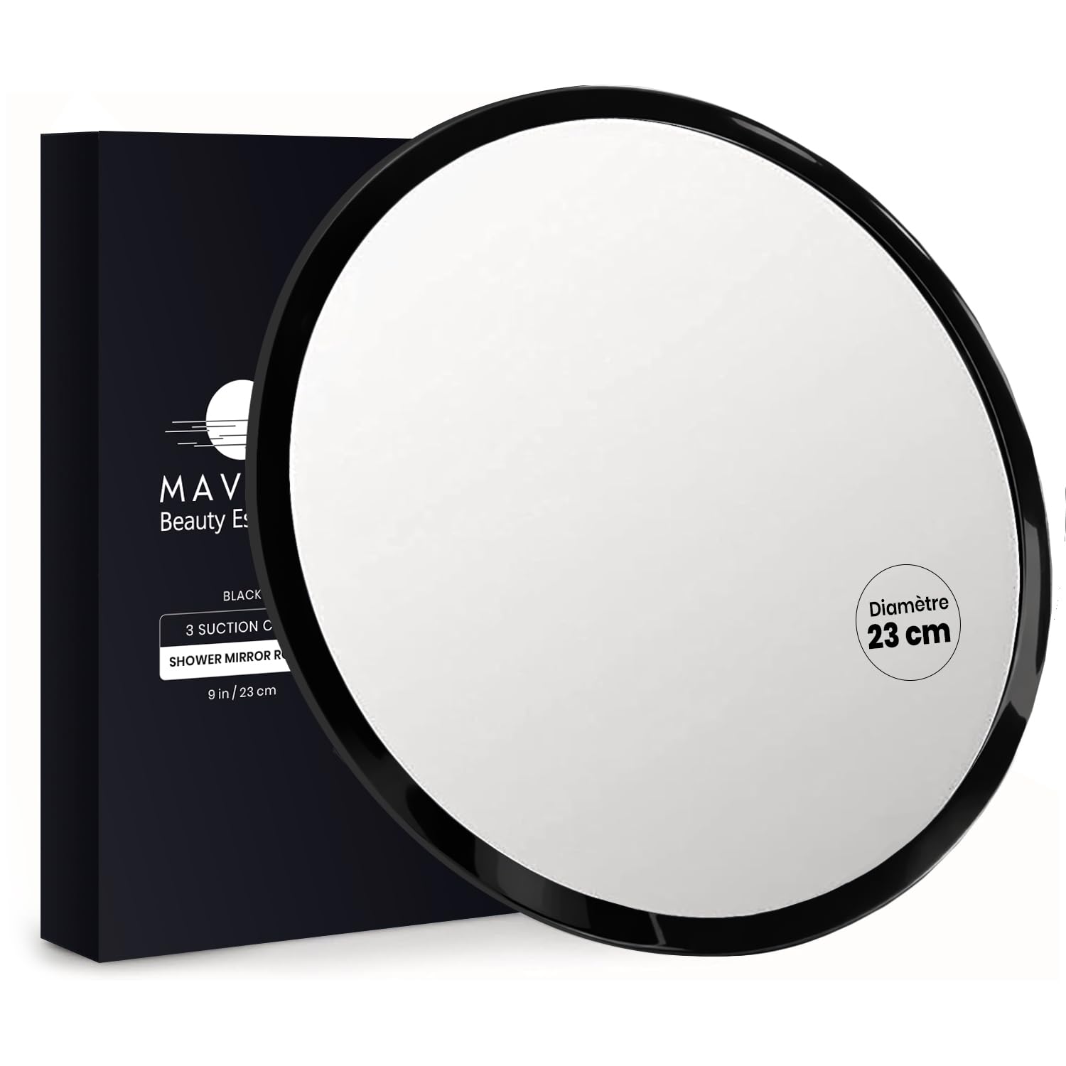 Miroir de douche acrylique Mavoro 23cm avec 3 ventouses stables contre la casse