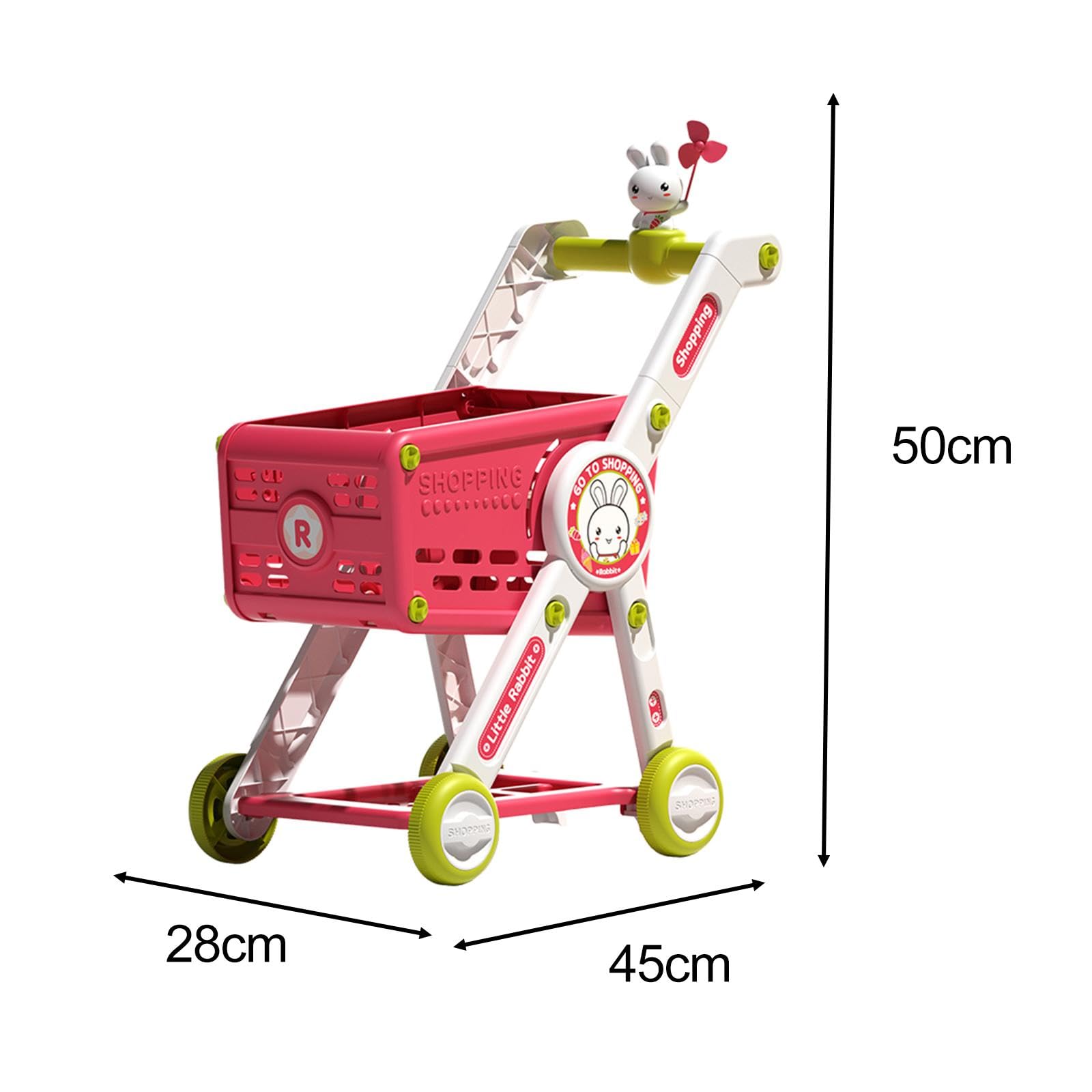 Oshhni Einkaufswagen Kinder Spielzeug Supermarkt Trolley Rollwagen Lebensmittel Zubehör Abnehmbarer Cartoon Figur DIY für Rollenspiel für Lernen Dekoration F, mit Spielzubehör