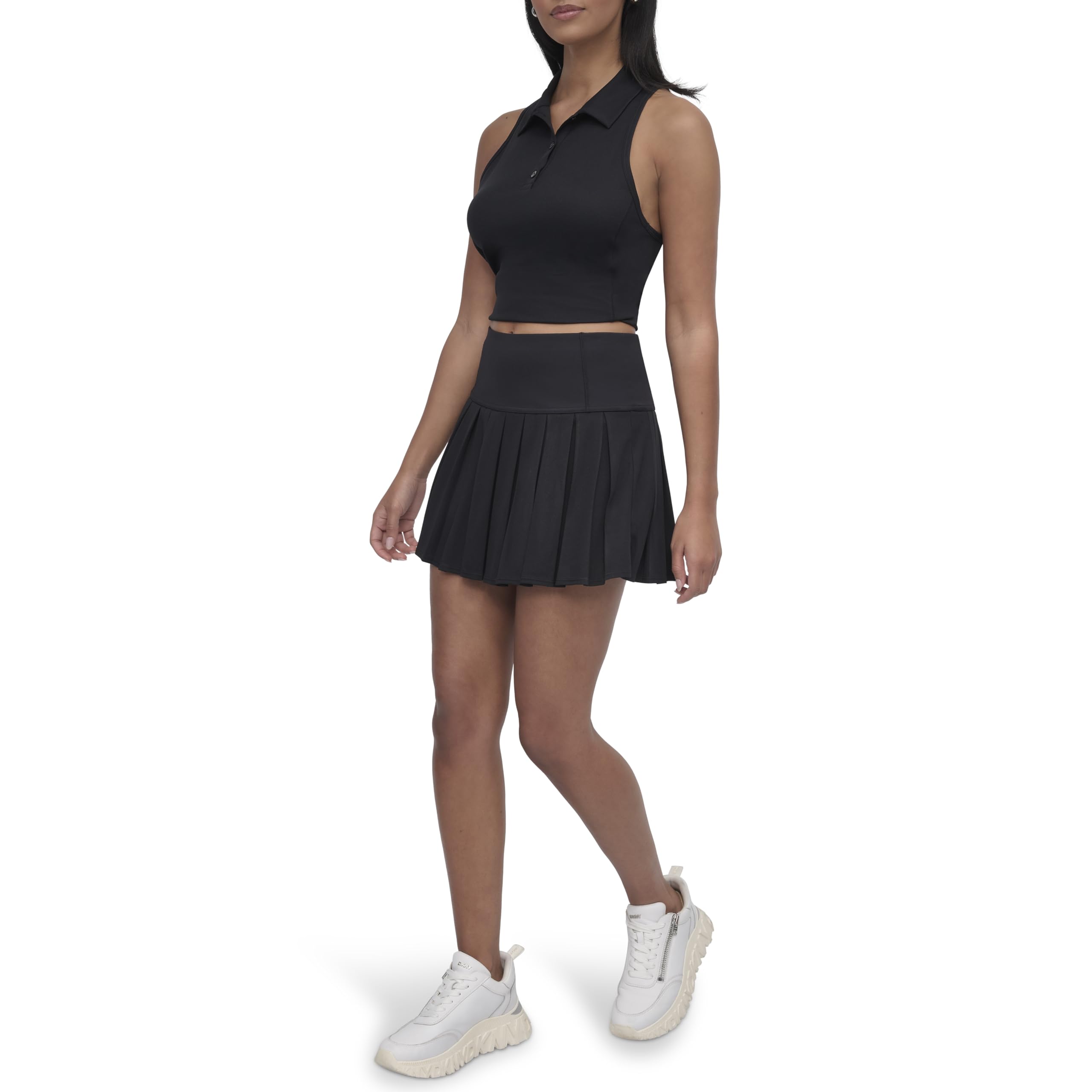 DKNY Damen High Waisted Compression Pleated Tennis Skirt Shorts