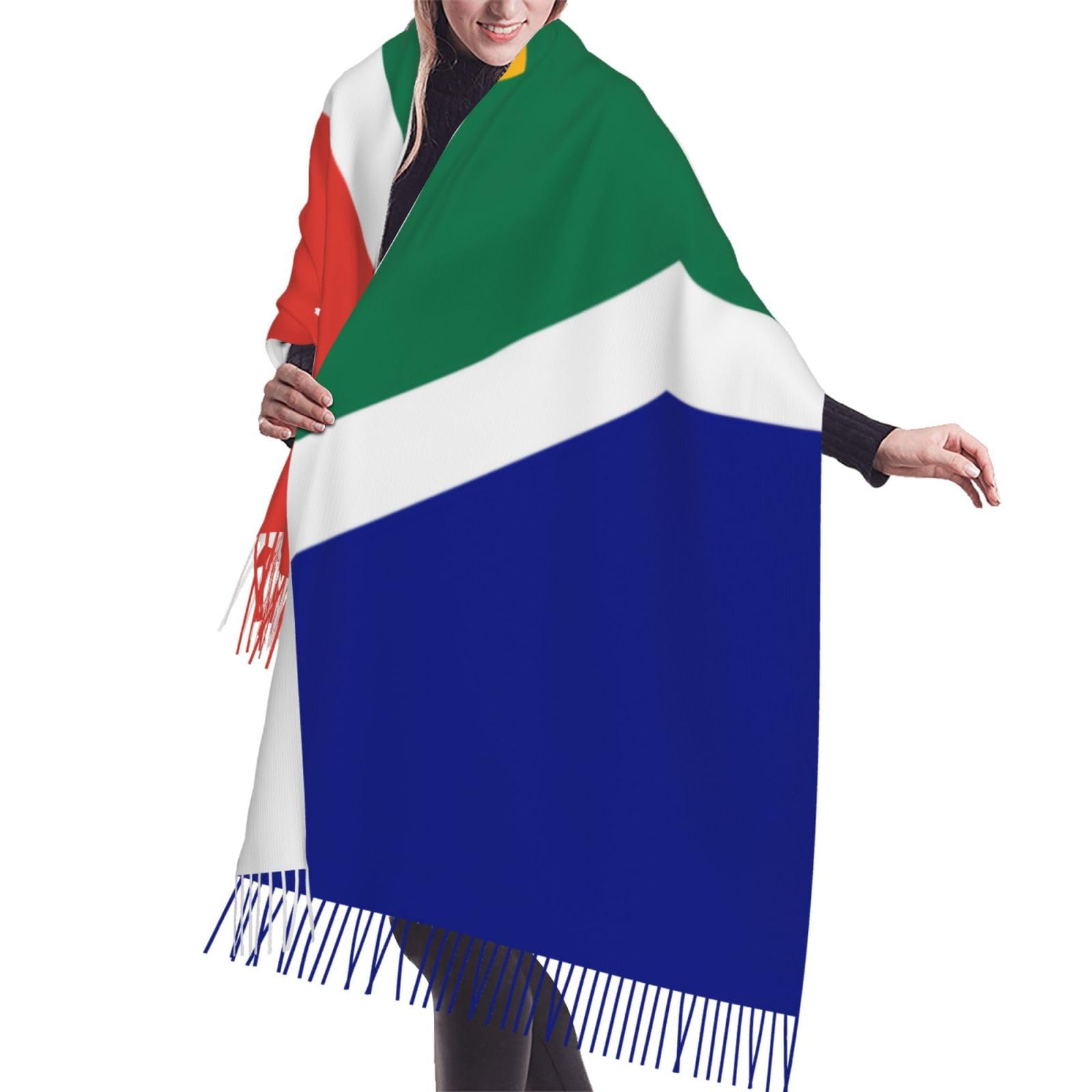yuangjhop South African flag printingScarf Classic Soft Cashmerette Fringed Scarf Long Shawl for Women.