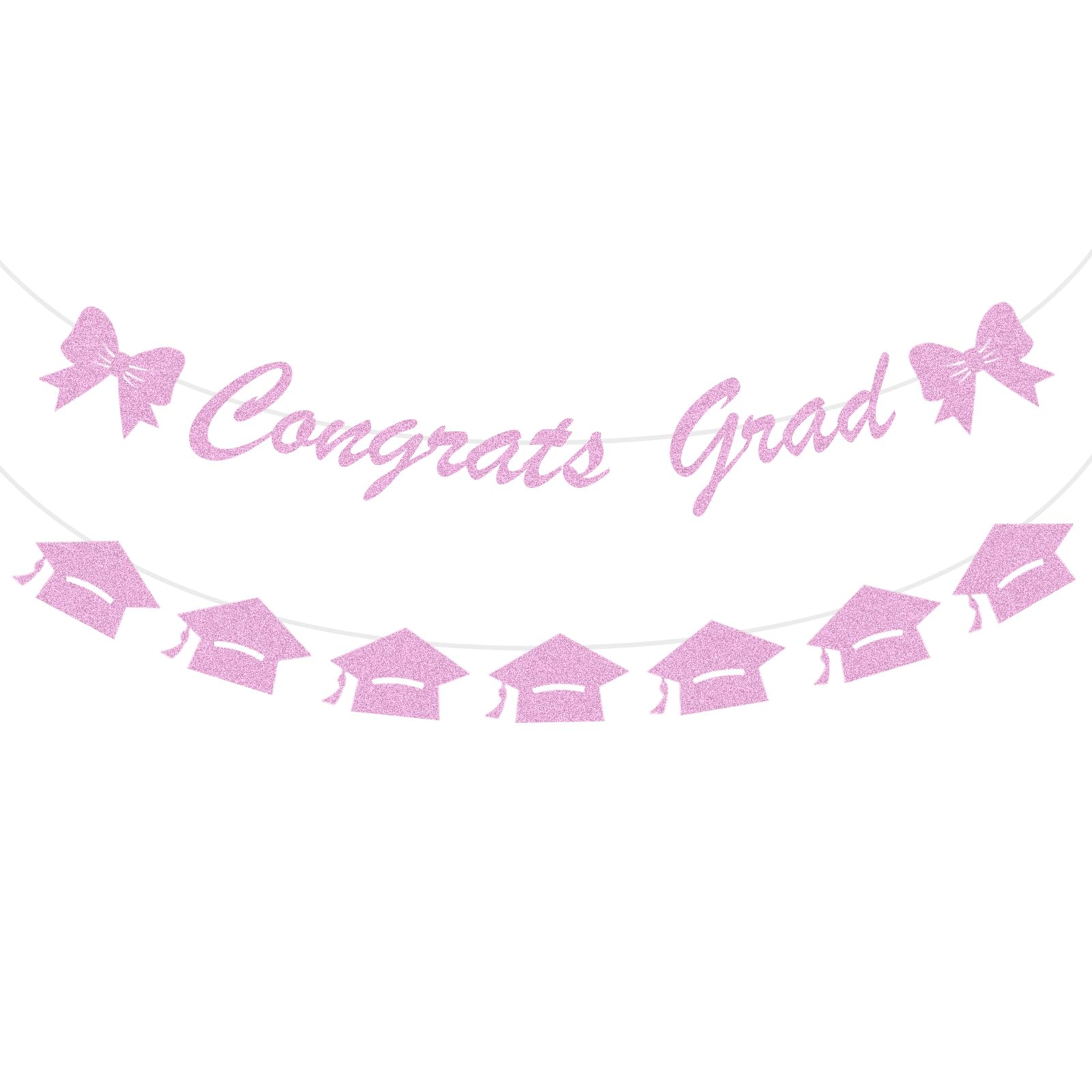 Pink Glitter Graduation Banner Decorations Supplies, Exquisite Hanging Glitter Graduation Banner Party Decor Supplies Suitable for Photography