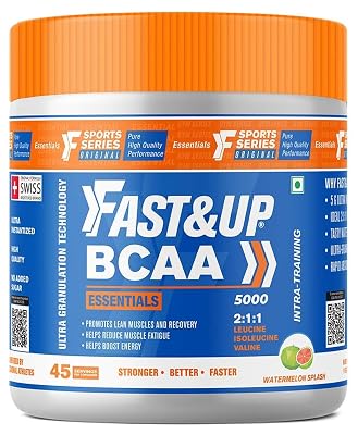 Fast&Up BCAA Basic (45 Servings, Watermelon Flavour) & Fast&Up Energy Gel - Instant Energy - Nutrition Supplement - 30g 