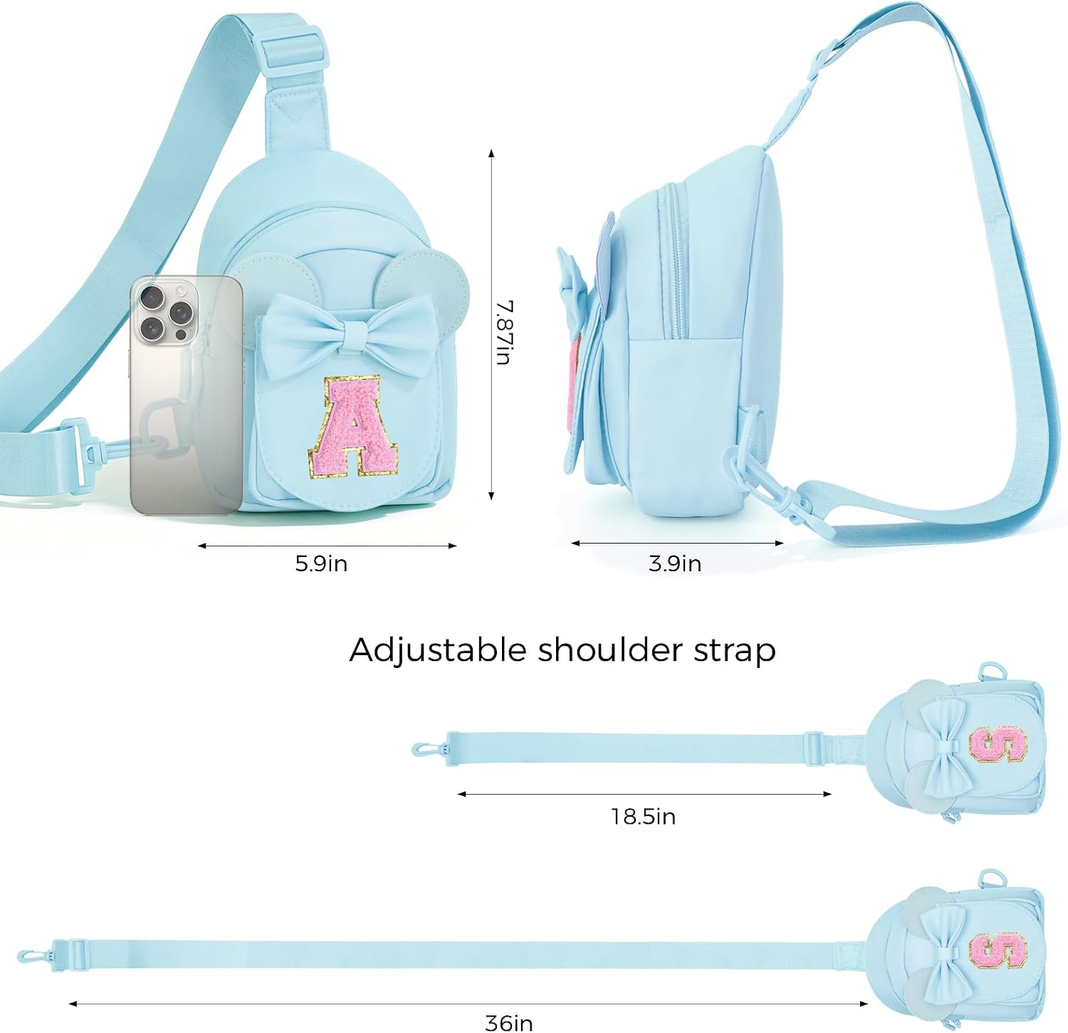 Uygafly Gifts for Girls Kids Toddler,Initial Crossbody Bag Purse Blue,S image 4