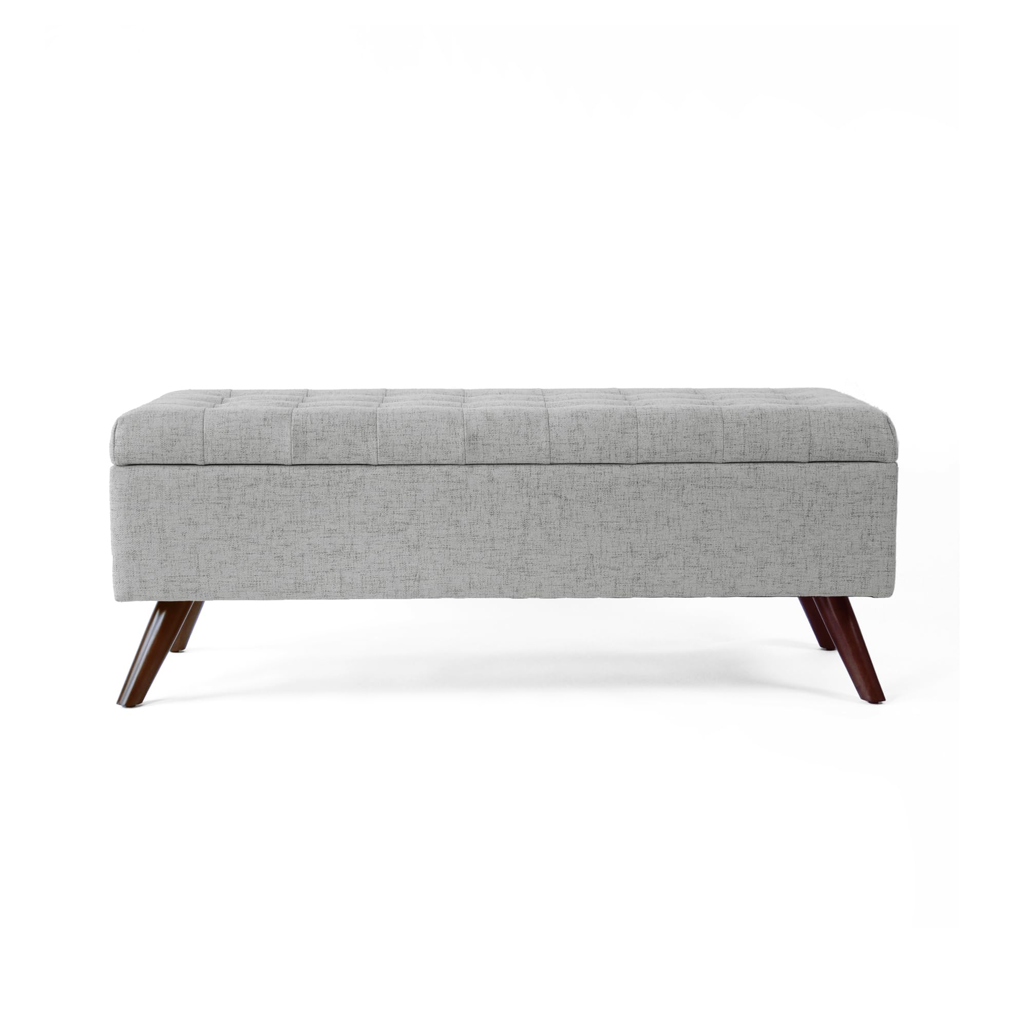HomePop Modern Tufted Storage Bench|Homepop Home Décor|Bench with Storage for Living Room & Bedroom - Gray Woven