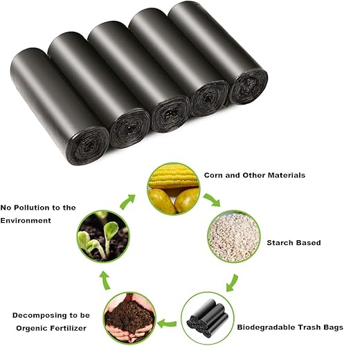 Miniatura 2 de Bolsas de basura recicladas de 4 a 6 galones, bolsas de basura biodegradables, bolsas de basura compostables, bolsas de reciclaje degradables,