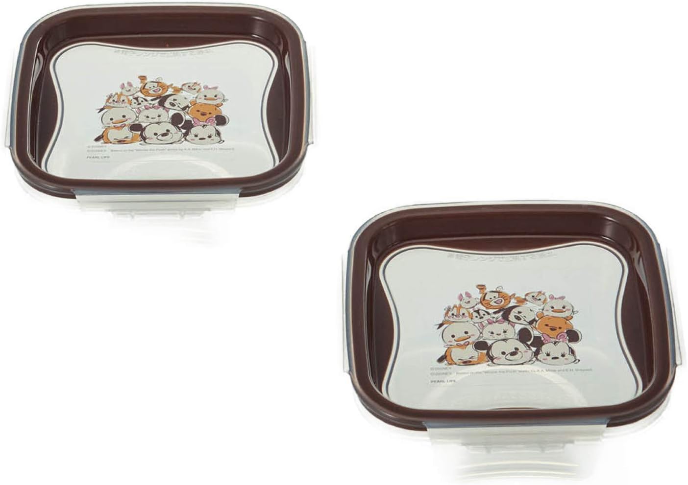 ベルメゾン ディズニー 食洗機 電子 レンジ フタ付き 保存 容器 同サイズ ２個 セット ツムツム サイズ 正方形 ｌ 柔らかい