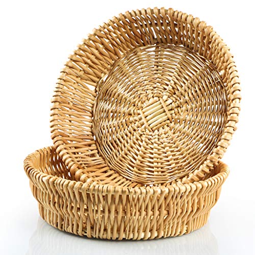 MDLUU Hand-woven Basket, Wicker Basket, Willow Basket, Food Serving Basket for Bread, Fruit, Vegetable Storage, Gift Basket, Pack of 2
