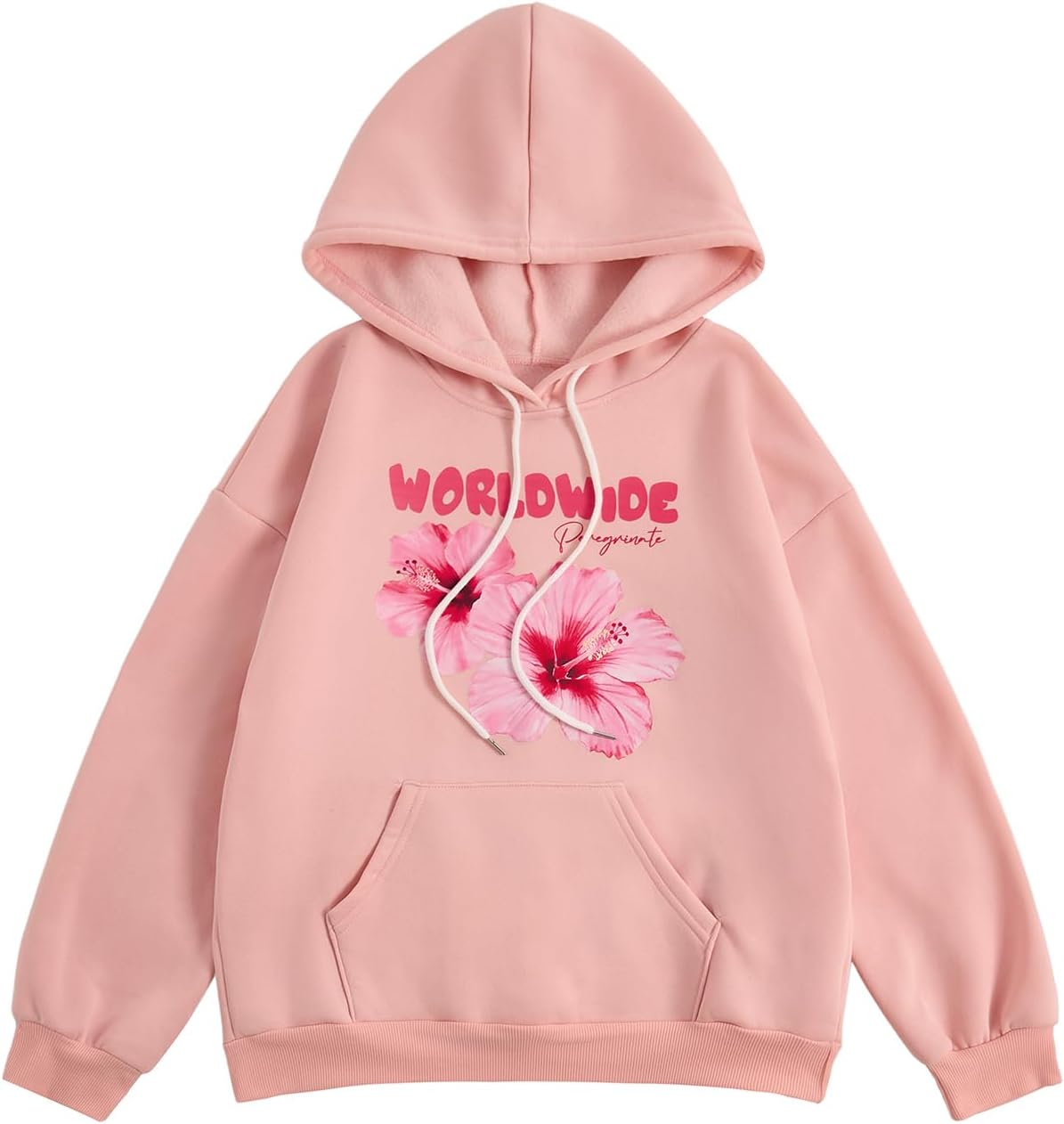 SweatyRocks Women's Floral Graphic Hoodies Long Sleeve Oversized Sweatshirts Cute Pullovers with Pocket