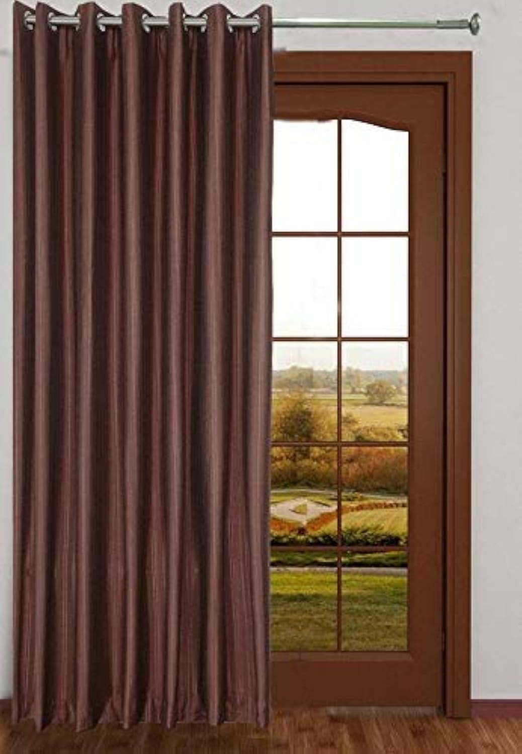 Exporthub 1 Piece Eyelet Polyester Door Curtain - 7ft, Brown