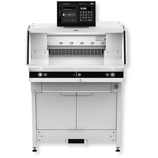 MBM CU0498 Model Speedcut 56 Triumph Programmable Hydraulic Paper Cutter, 22 Inch Cutting Width, 15.6 Inch Touchscreen, Auto Adjustable Clamp, German Steel Blade, Heavy Duty Design