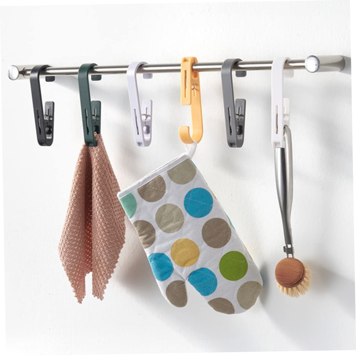 PRETYZOOM Curtain Clip Hanger Holder 6-Pack Multi-use Hanger Clips Drying Racks Clothes Skirt Pant Hangers Space-Saving