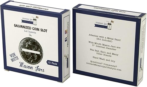 Miniatura 3 de Ranura para monedas con tapa de metal galvanizado para tarros de albañil, bola, conservas (paquete de 10, boca ancha)