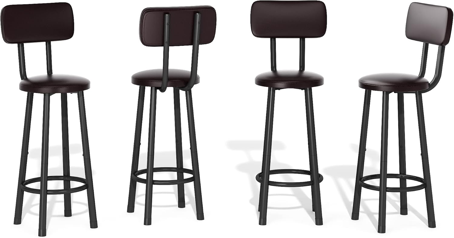 AWQM, Bar Stools Set of 4, Upholstered Breakfast Stools, 24